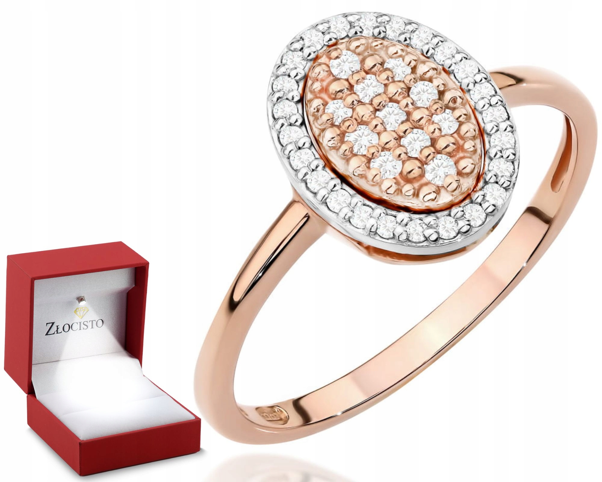 Růžové Zlato Prstýnek S Diamanty 585 Dárek