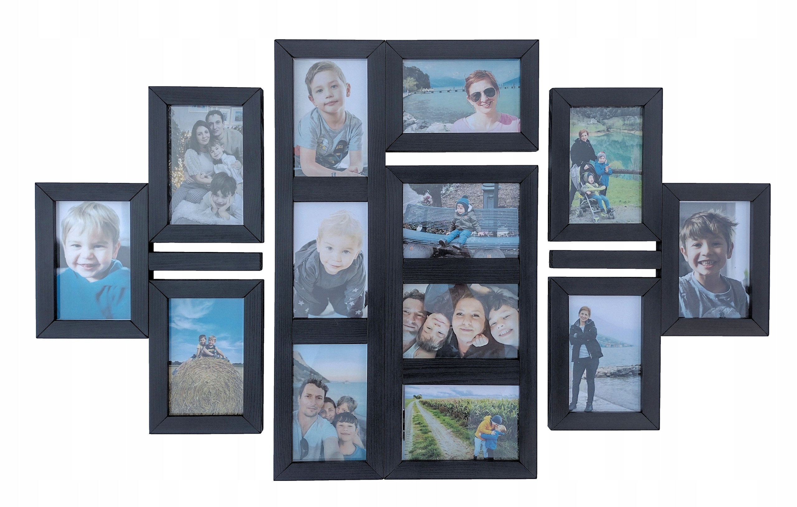 Drevený multirámik na 13 fotografií 10x15 cm Galéria nástenná rámik Čierna