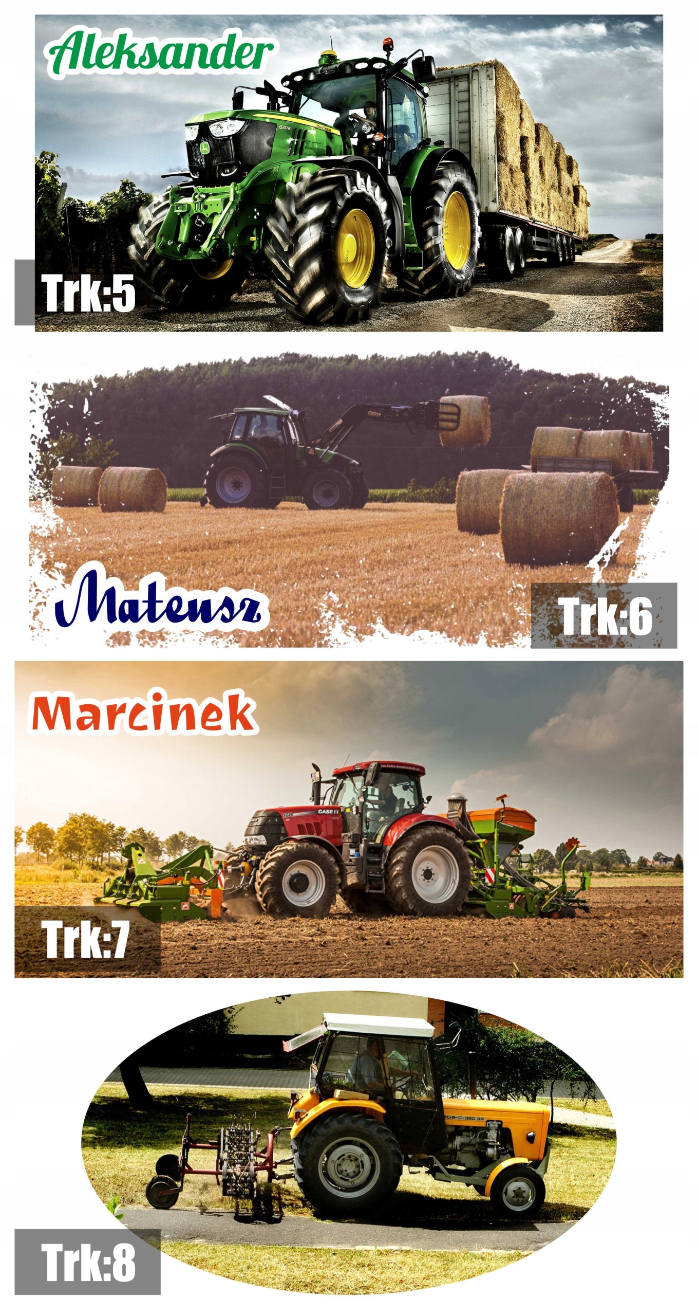 Kubek z TRAKTOREM CIĄGNIKIEM PREZENT + IMIĘ Wzór dominujący Inny wzór