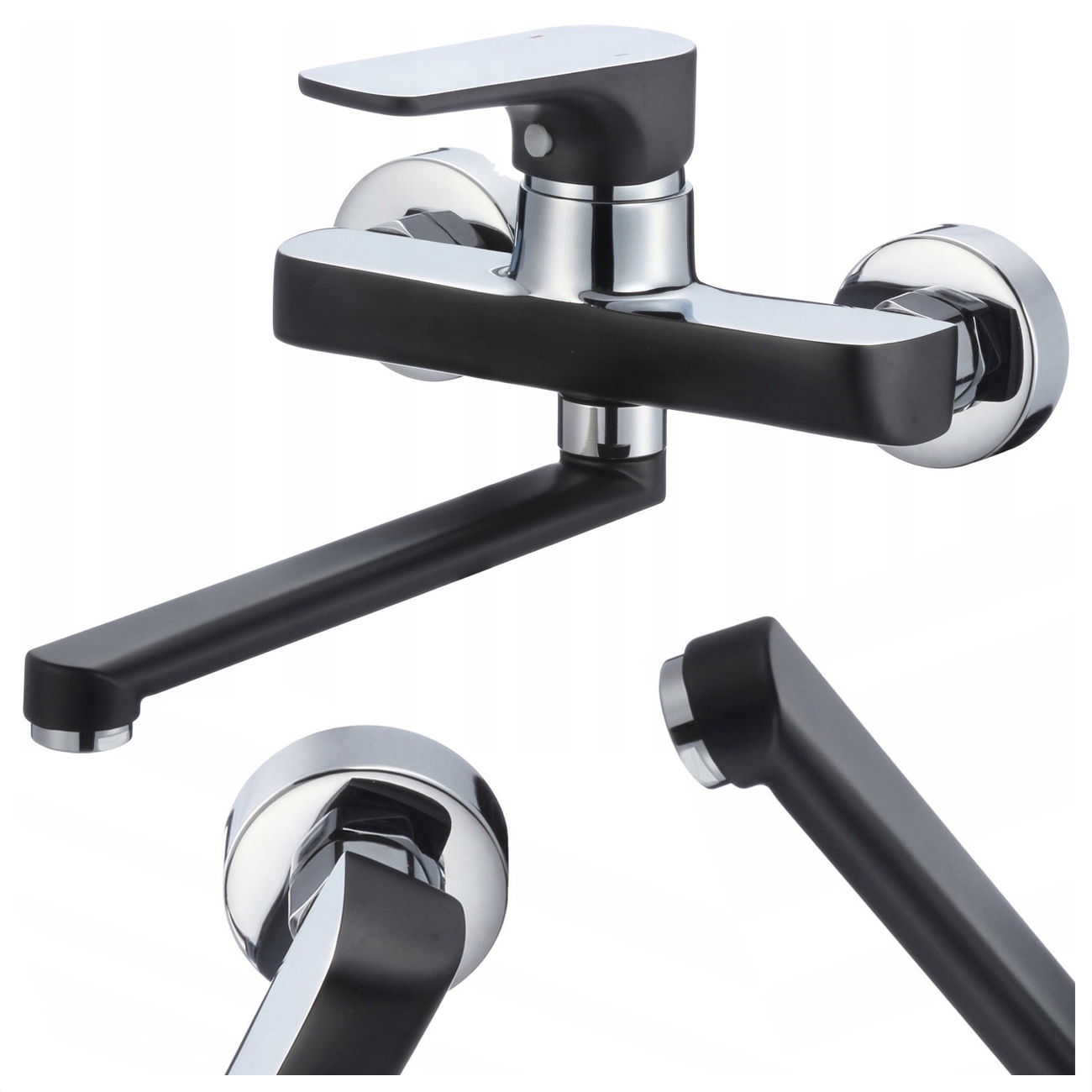 Nástenná Umývadlová Batéria Senja Čierna/chrómová, Vysoká Kvalita