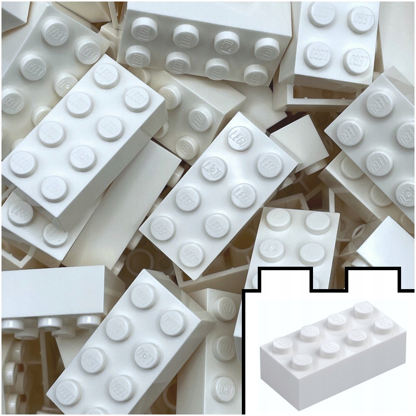 Lego Klocek 2x4 Brick Cihla Bílá Nové 300101 3001 100 ks