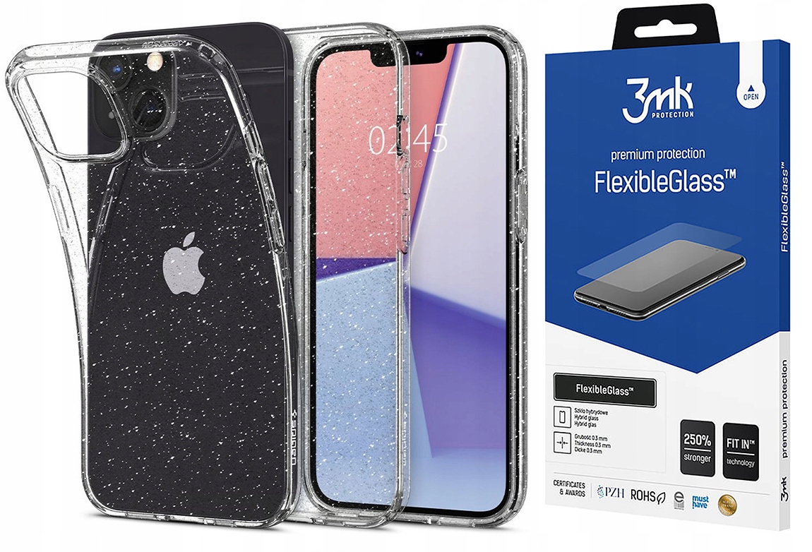 

Etui Spigen Brokatowe do, Iphone 13 Szkło 3MK