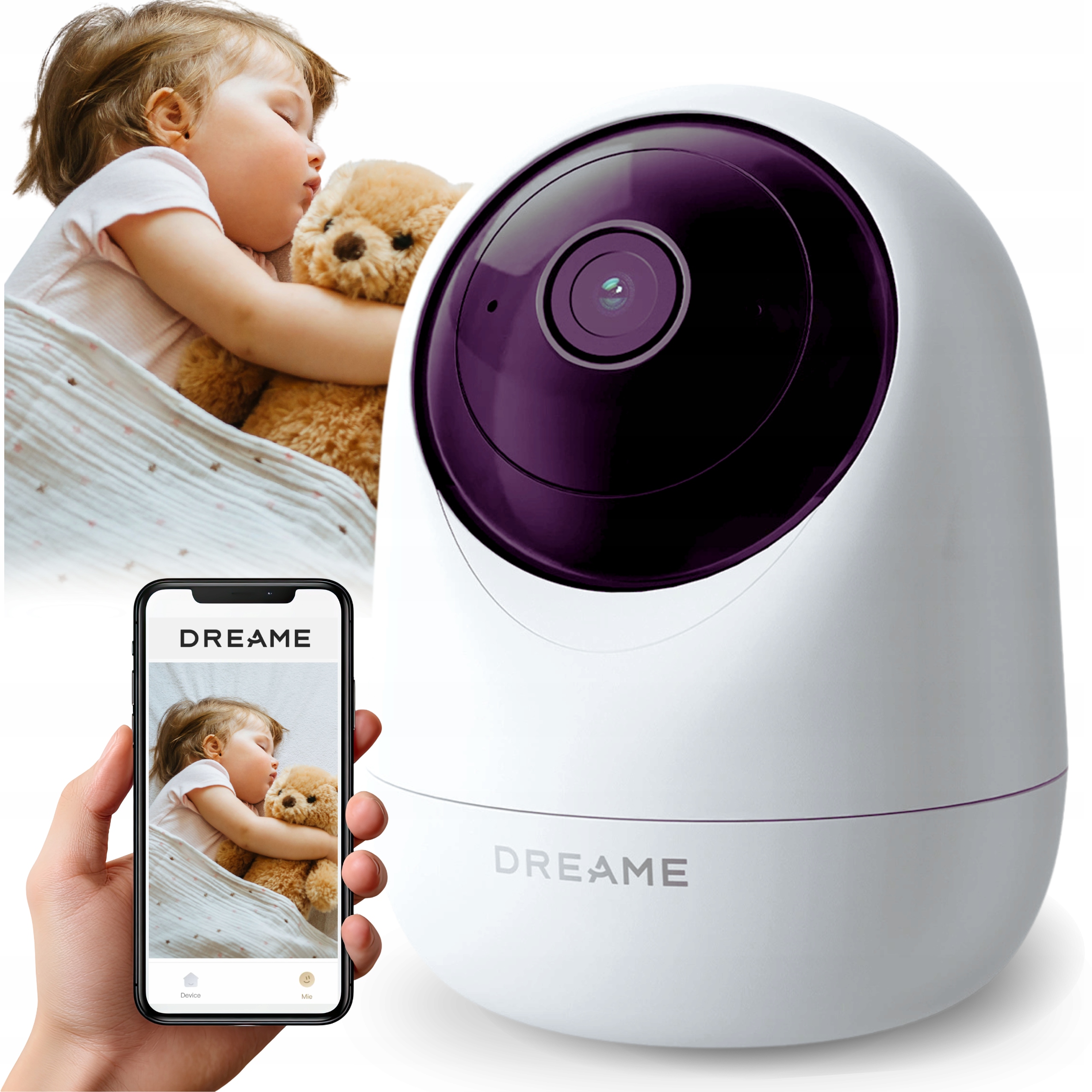 Kamera Wewnętrzna Wifi Obrotowa Niania Elektroniczna Detekcja 360° Dreame
