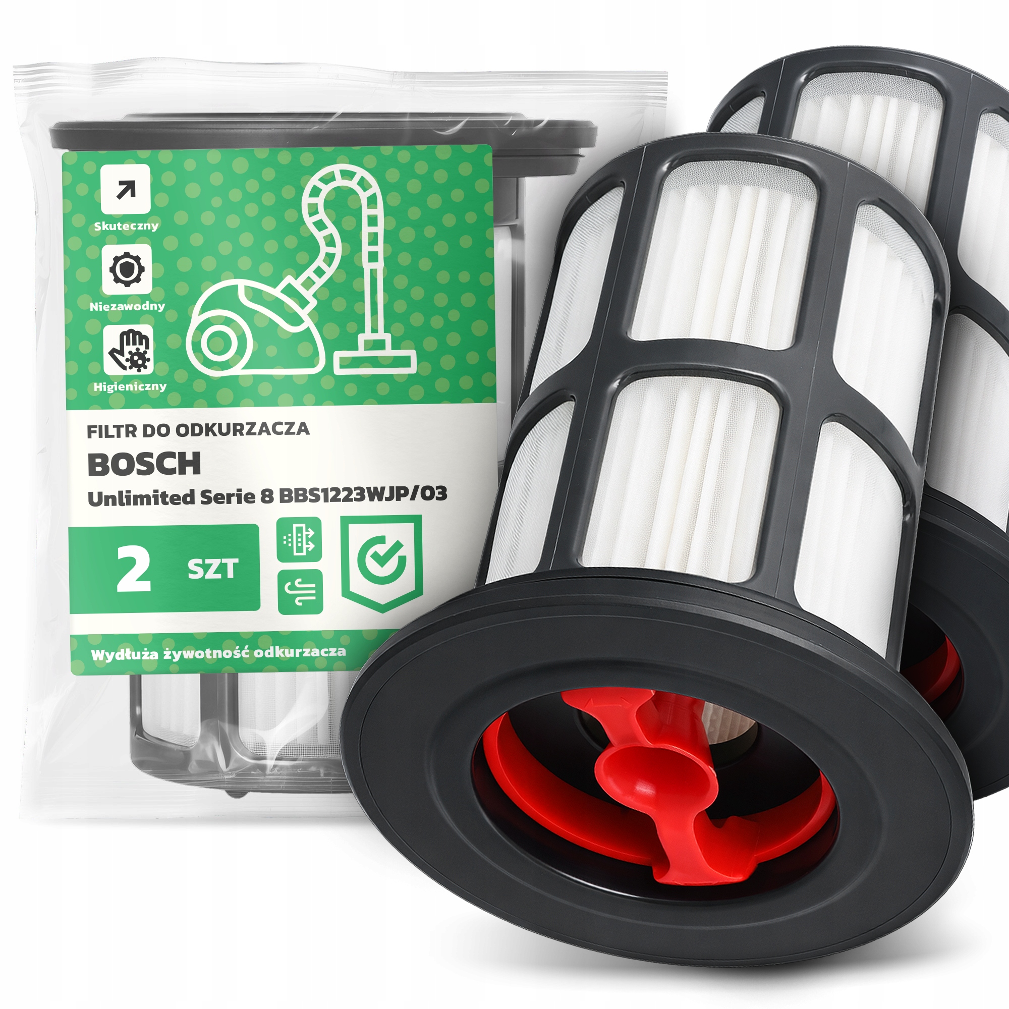 2x Filtr Pro Vysavač Bosch Unlimited Serie 8 BBS1223WJP/03 Hepa Filt Em-w