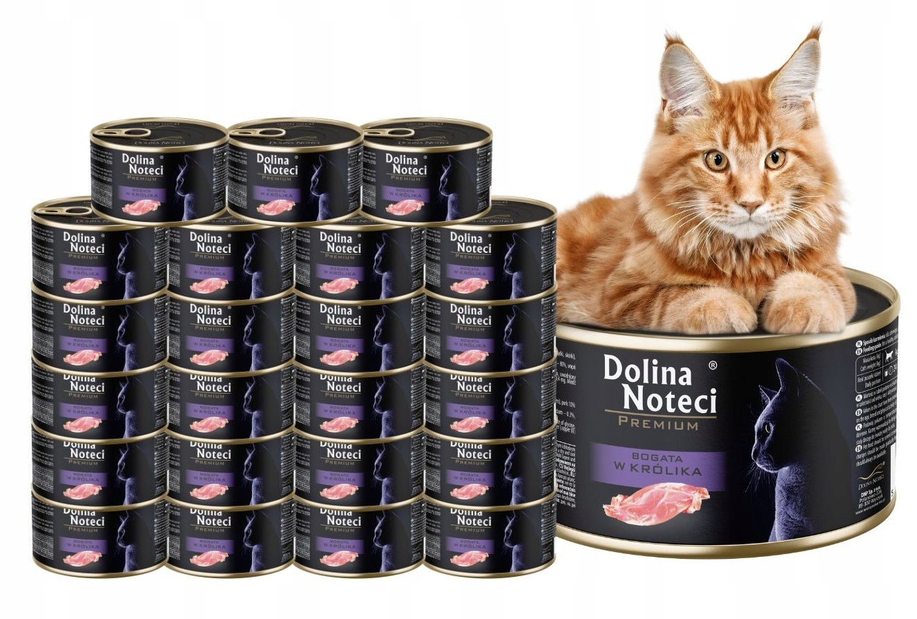 Dolina Noteci Premium mokré krmivo pro kočky bohaté na králíka 24x185g Novinka