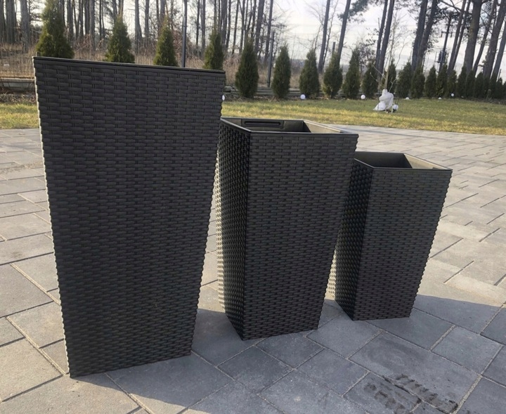 3x DUŻA DONICA OGRODOWA RATTANOWA DONICZKA RATTAN Długość 24 cm