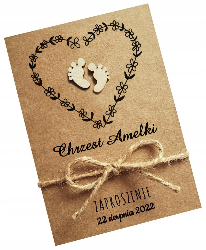 EKO zaproszenie na Chrzest Święty + koperta