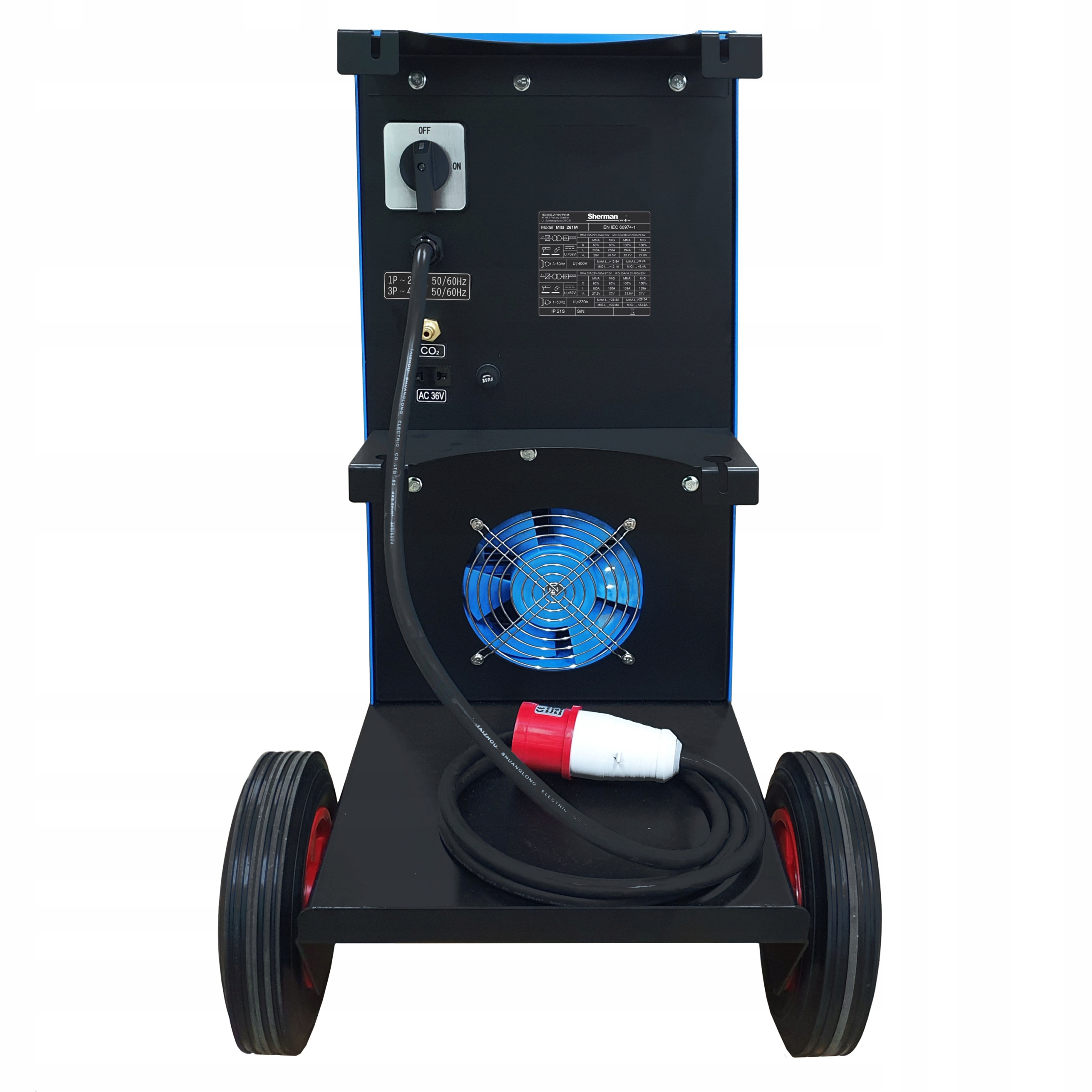 SPAWARKA migomat MIG MAG 250A Lutospawanie 2T 4T AC 36V SHERMAN 261M ZESTAW Maksymalna średnica elektrody 5 mm