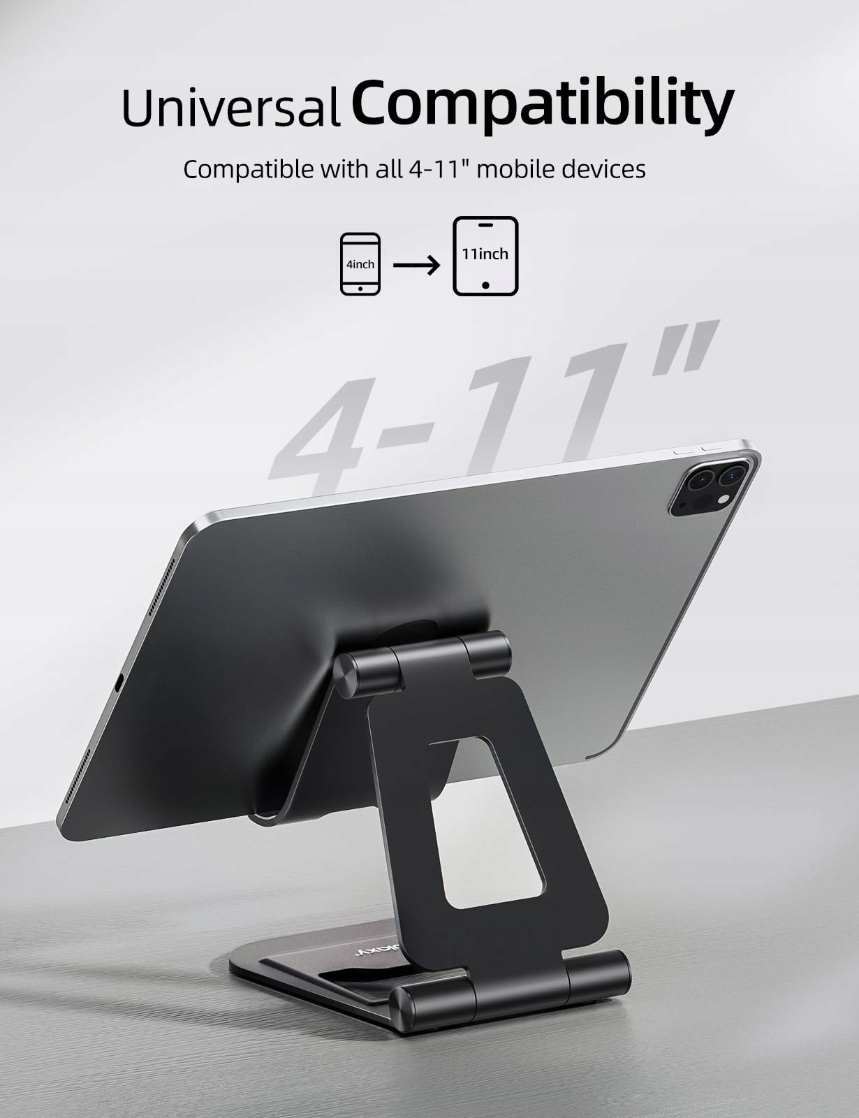 NULAXY Aluminiowy Składany Stojak na iPad Tablet iPhone Czarny — miniatura 3