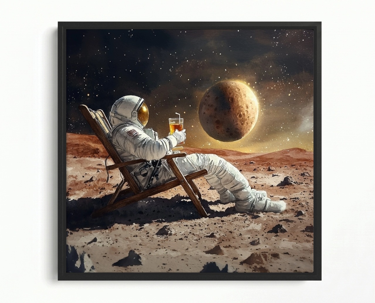 Obraz Rama American Box Kosmos Planéta Astronauta Relax Drink Mars 60x60