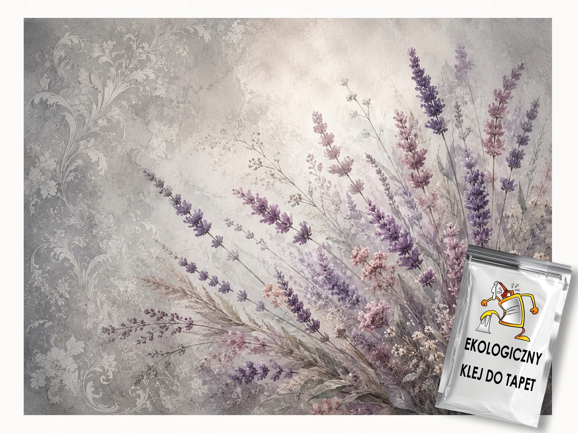 Fototapeta Flizelina Zahrada Levandule Ornament Boho Shabby Chic 350x270 155g