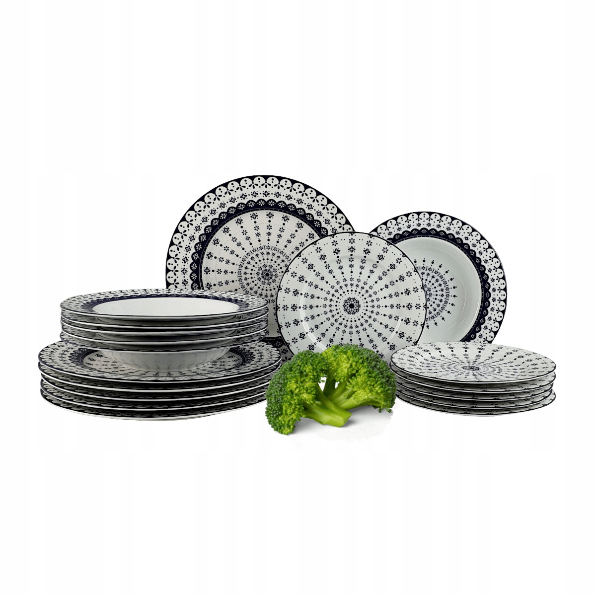 Flisty Sada tanierov z porcelánu 6/18 Bogucice|Bielo-Granatová