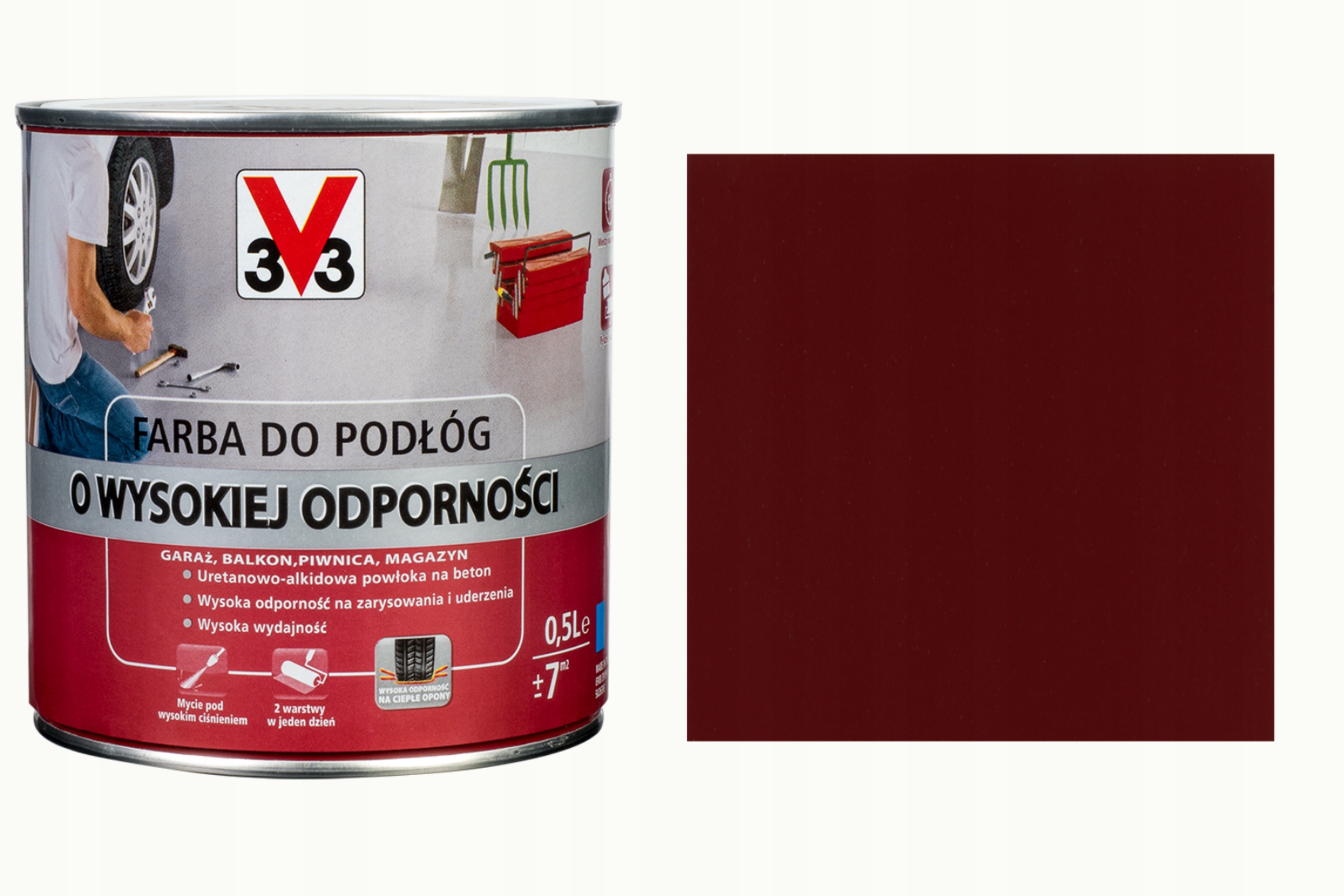 

V33 Farba Do Podłóg Wysoka Odporność Ceglasty 0,5L
