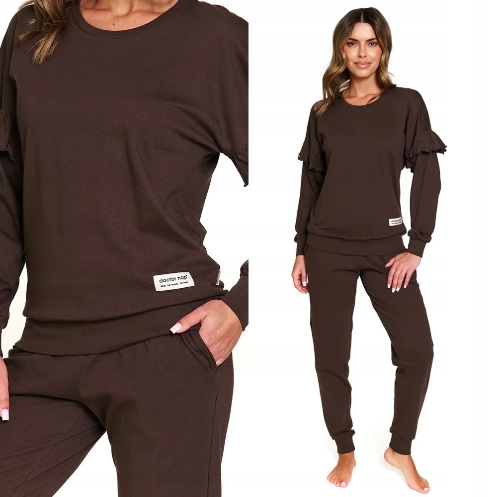 Dámské pyžamo Doctor Nap 4351 hnědé XXL 44 Hnědá