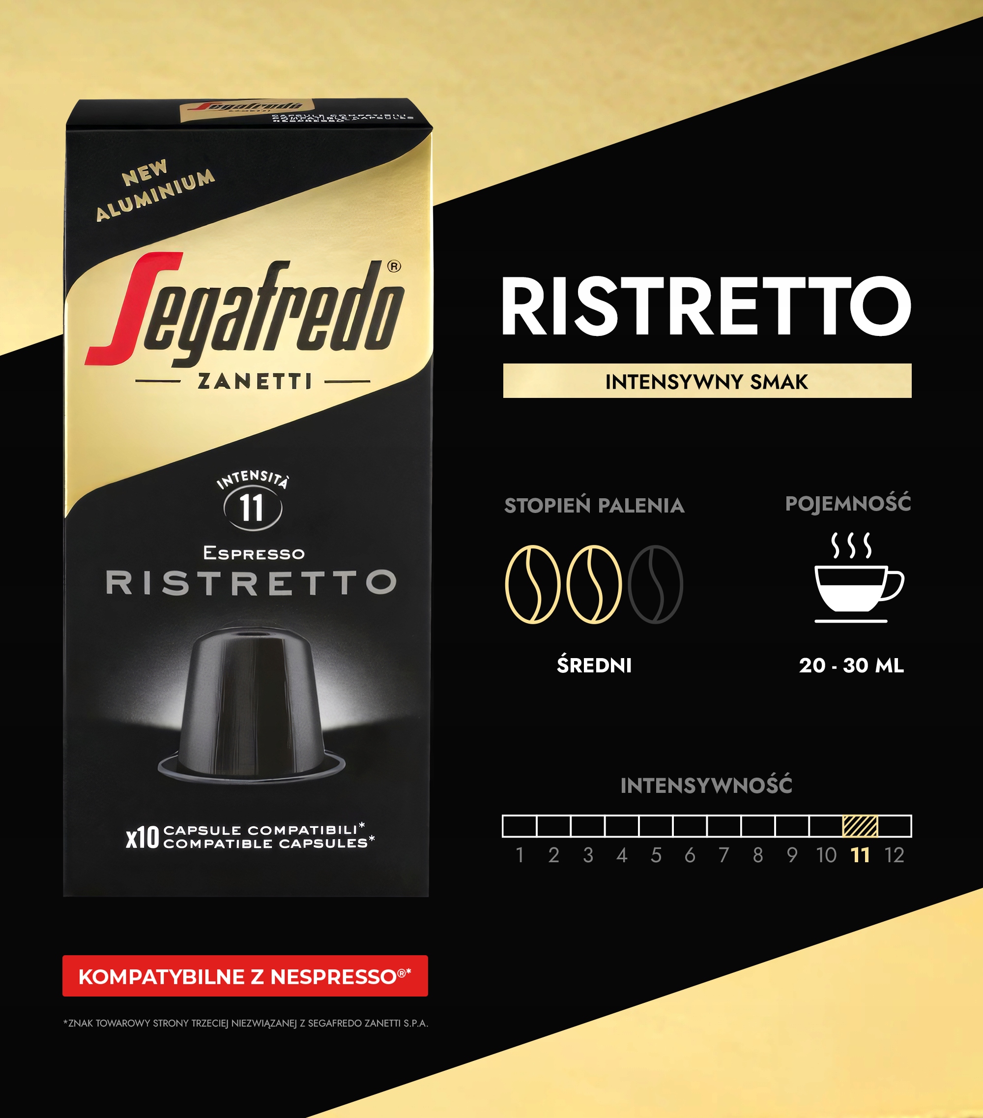 Kapsułki Segafredo Ristretto 10 szt. aluminiowe kompatybilne z Nespresso Marka Segafredo