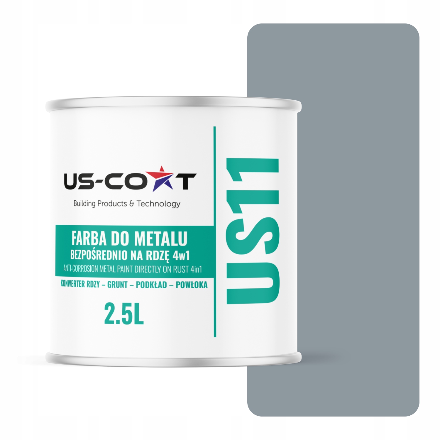 Farba Na Kov Na Hrdzu Plech Oceľ 4v1 Sivo Modrá RAL7001 Polomat 2,5L