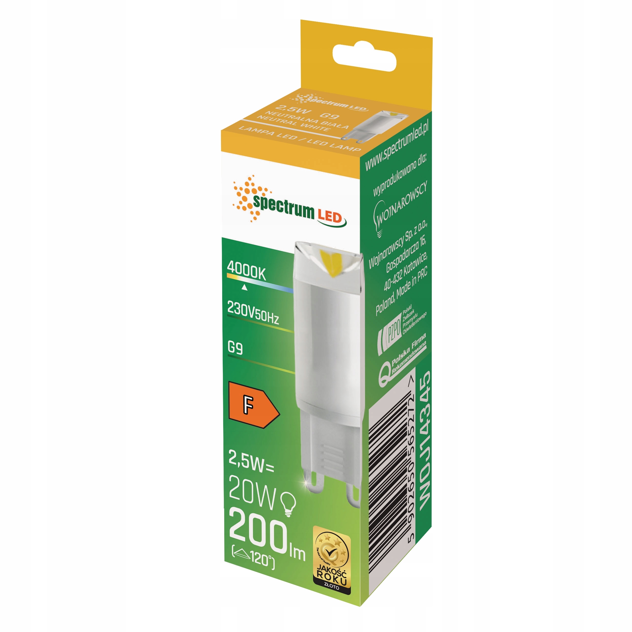 Żarówka LED G9 SMD neutralna 200lm 2,5W CERAMICZNA Marka Spectrum LED