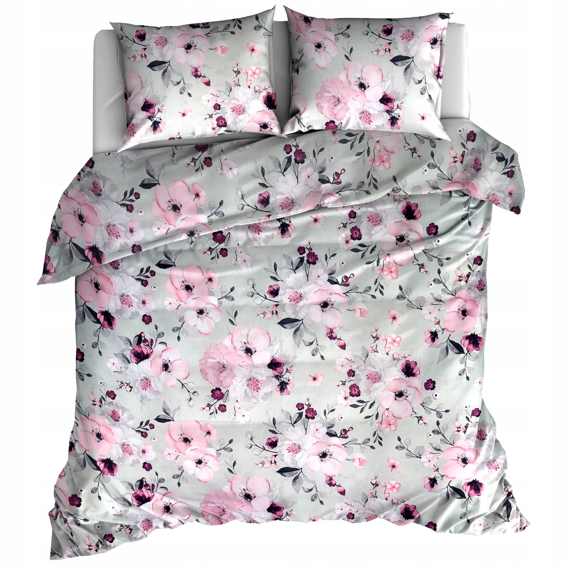 

Pościel Bawełna 200x200 Kwiat Jabłoni Popiel