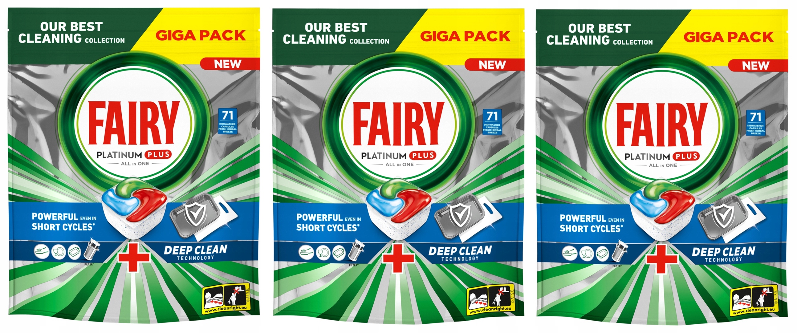 Fairy Platinum Plus Blue Kapsułki do zmywarki All In One, 3x71 szt