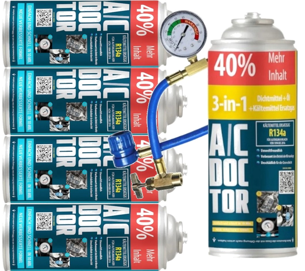 Ac Doctor XL 4x R134a +3v1 Naplňování Klimatizace Auta Těsnění Olej