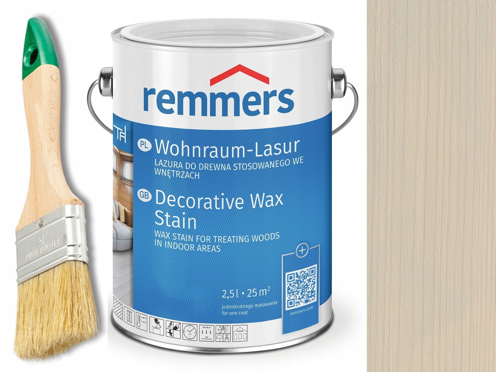Vosková lazura Remmers do interiéru 2,5 L Šedá