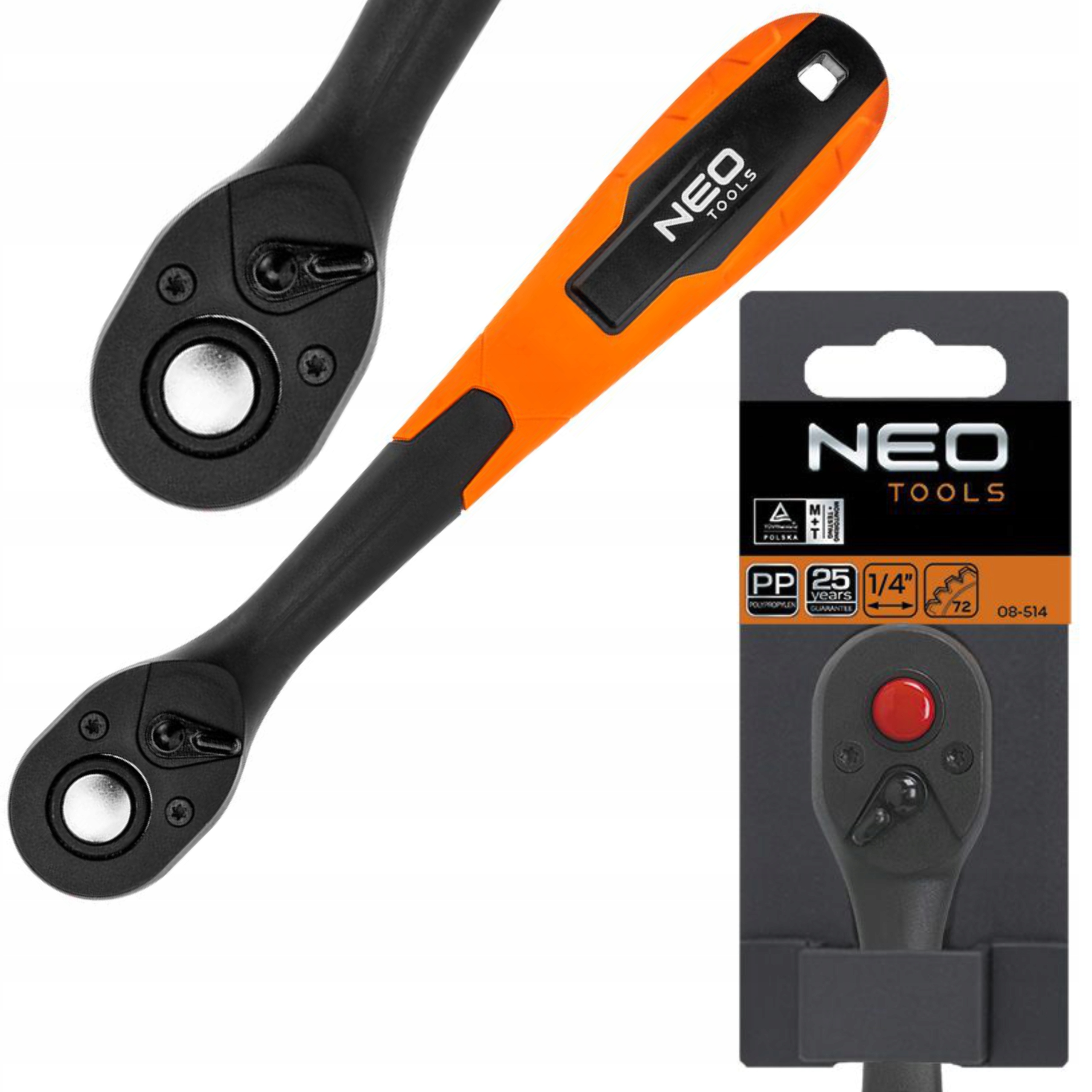 

Neo Tools 08-514 Grzechotka odgięta 1/4'', 150 mm