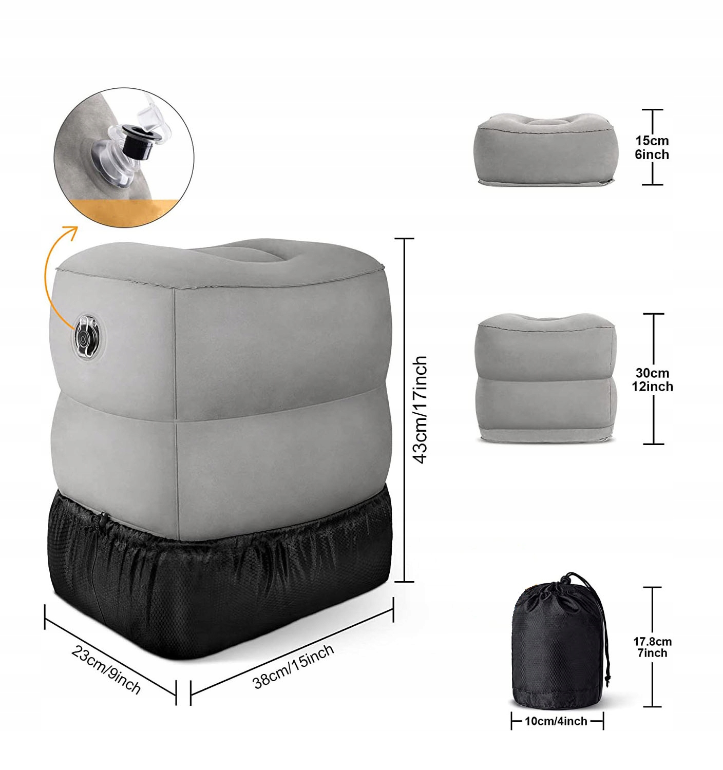 NADMUCHIWANY PODNÓŻEK,PRZENOŚNY,PODUSZKA POD STOPY DLA BIURA, PODRÓŻY Wyrób medyczny nie