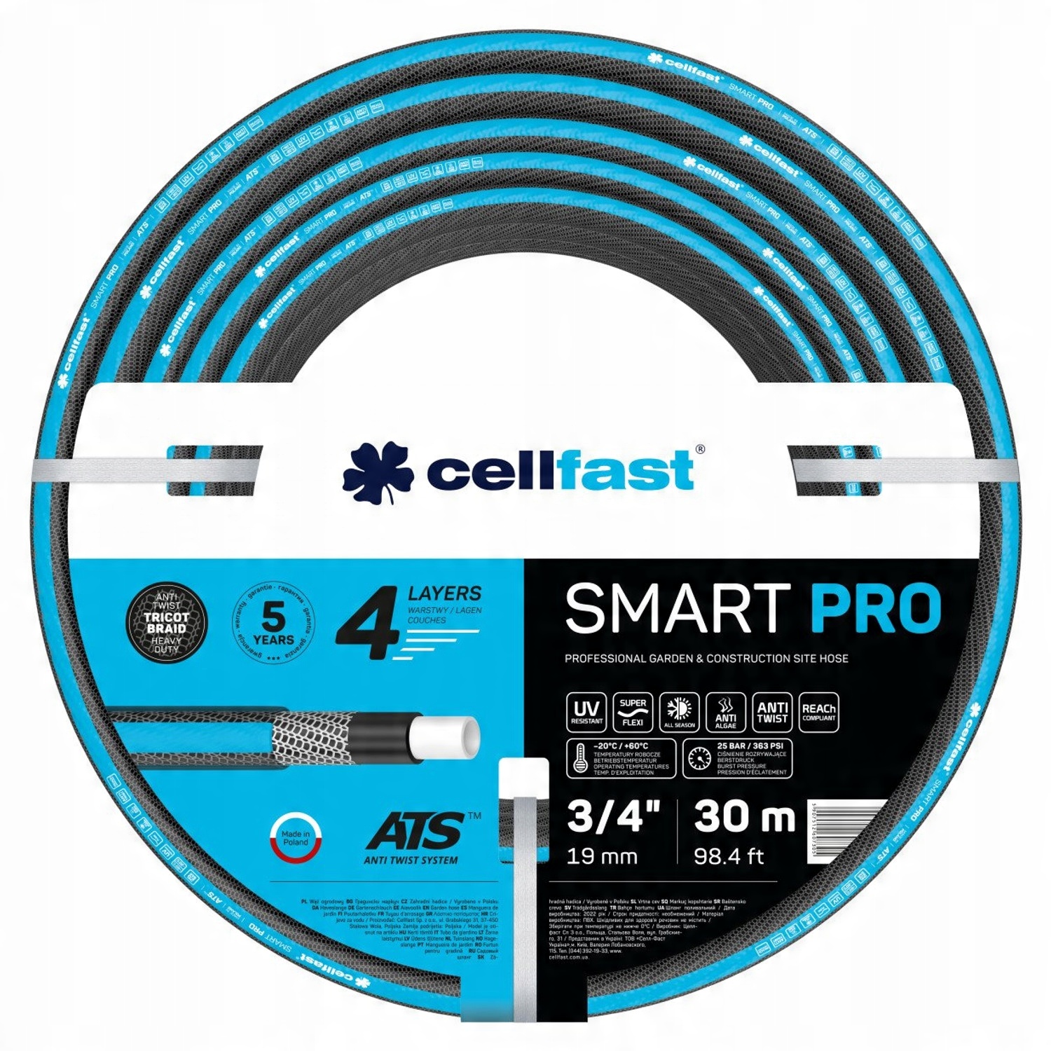 

Wąż ogrodowy Cellfast Smart Pro Ats 3/4" 30m