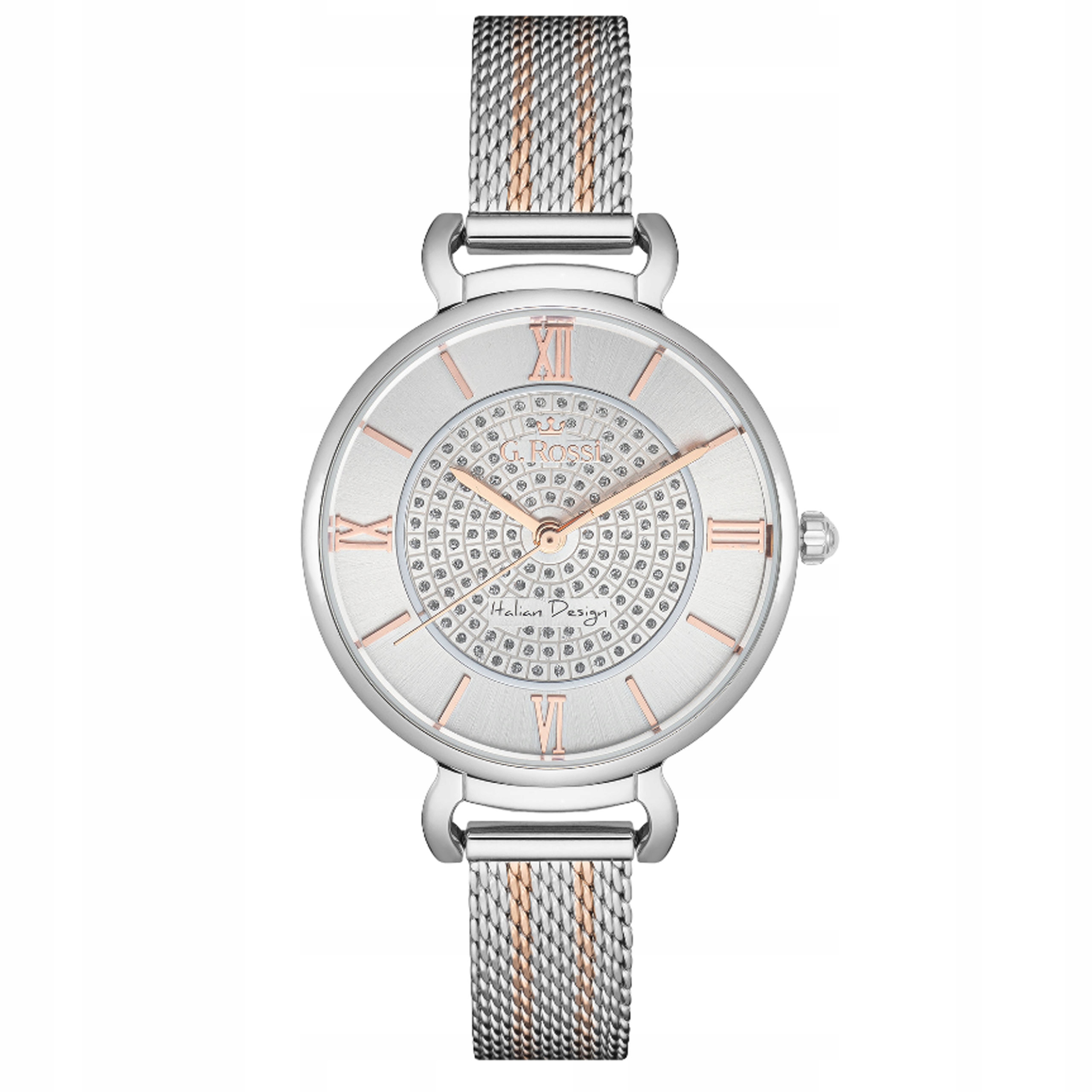 Dámské klasické hodinky v barvě stříbrně zlaté na náramku se zirkony