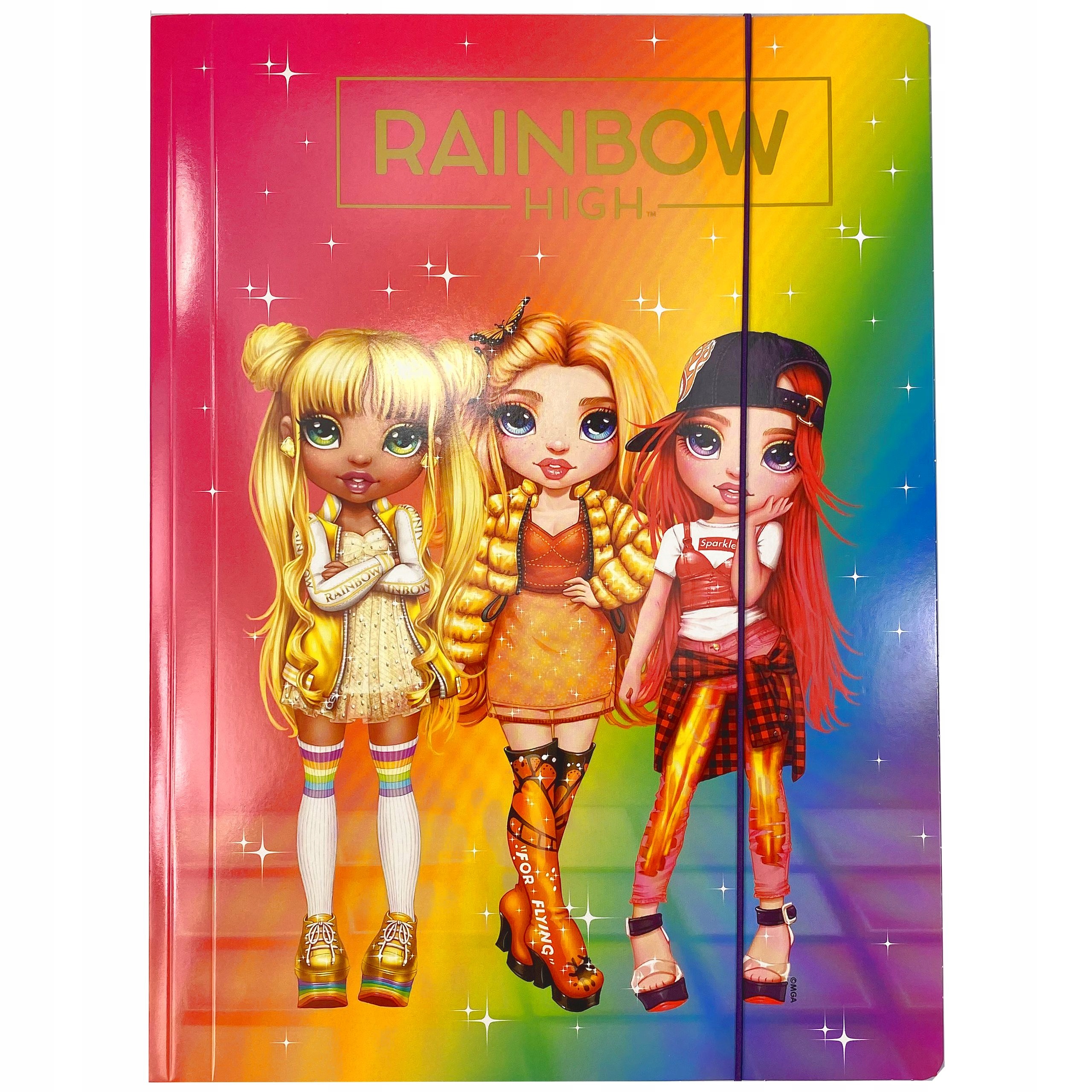 TECZKA SZKOLNA Z GUMKĄ BŁYSZCZĄCA A4 RAINBOW HIGH