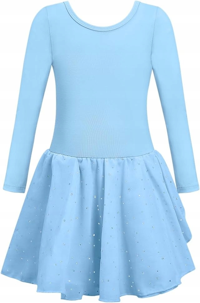 Baletní body s tutu sukničkou, kostým baletky, dlouhý rukáv, modré, 150 cm