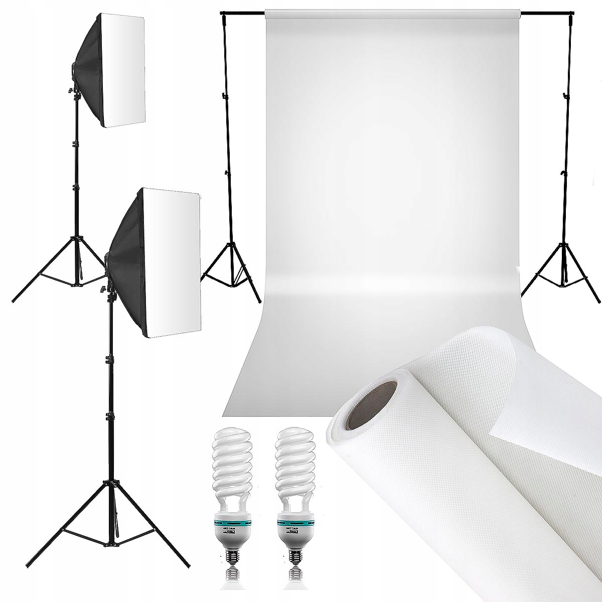 Komplet do zdjęć video 2x LAMPA + TŁO FOTOGRAFICZNE