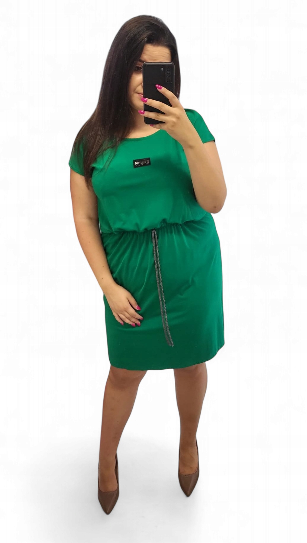 Letní šaty hladké plus size velikost 48 zelené