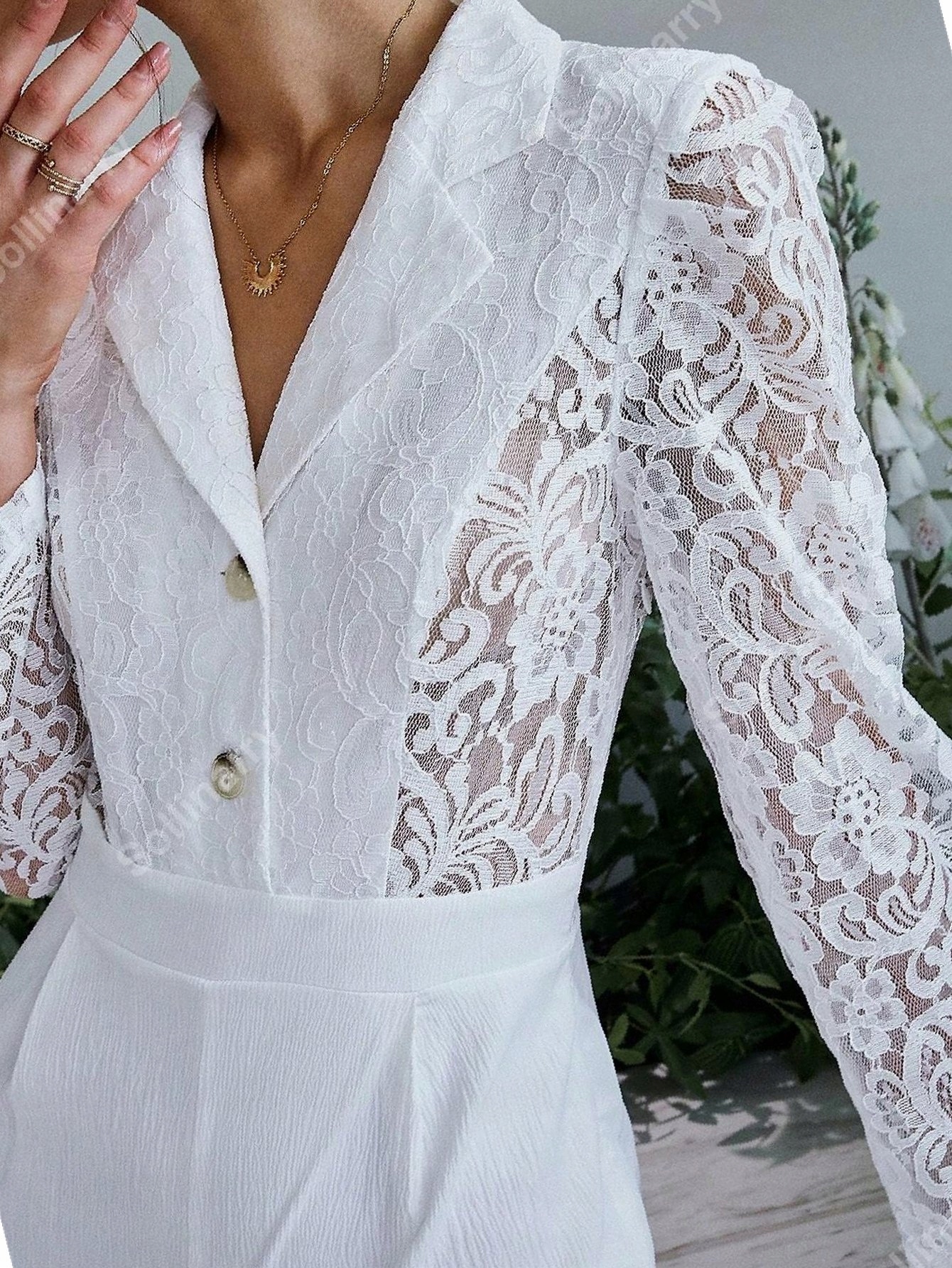 Košilová kombinéza s krajkovou horní částí, bílá, velikost S 36