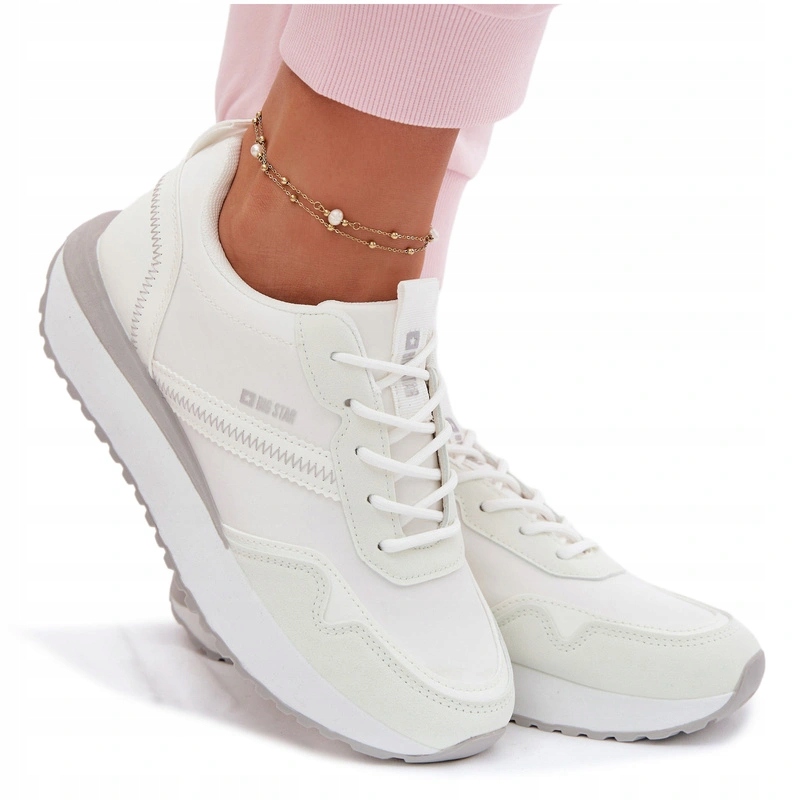 Sneakersy Damskie Na Platformie Lekkie Big Star TT274279 Białe 37