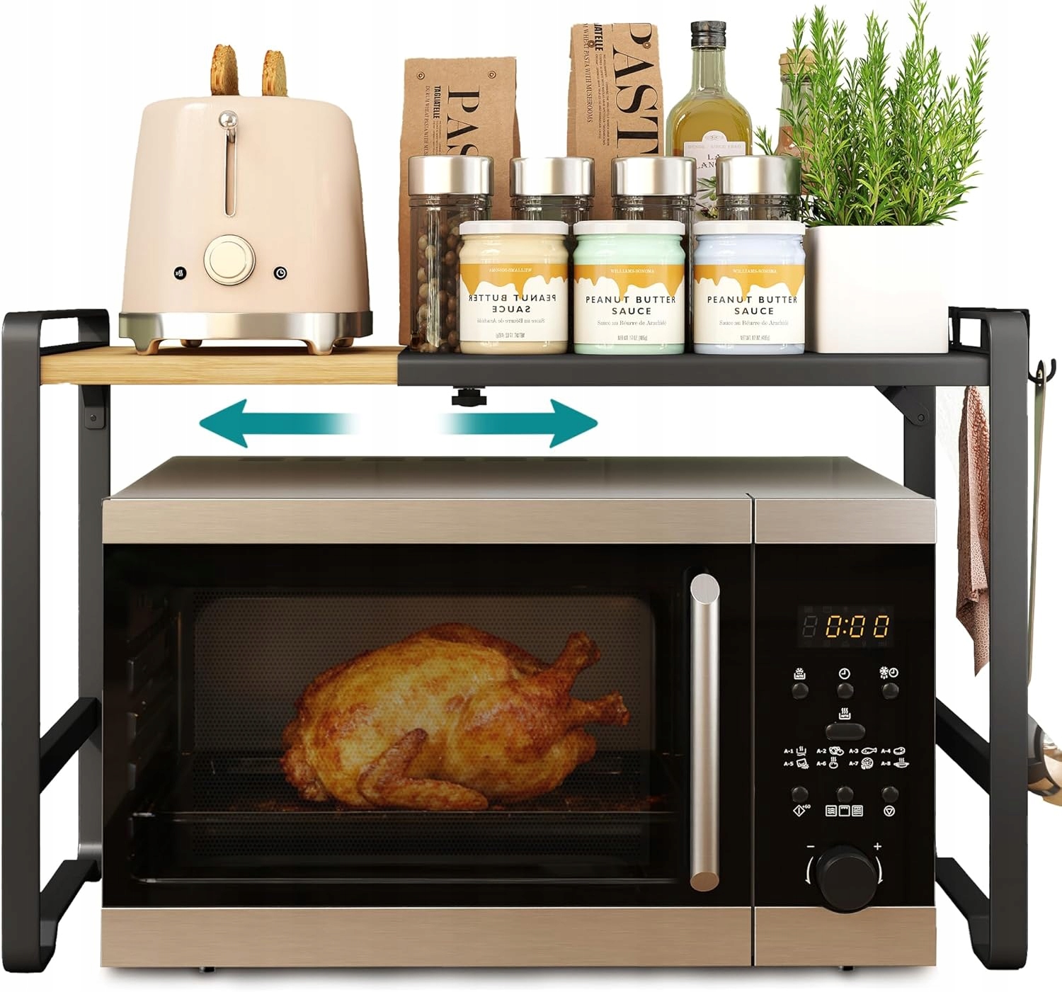 PÓŁKA ROZKŁADANA DO MIKROFALÓWKI STOJAK REGULOWANY SONGMICS