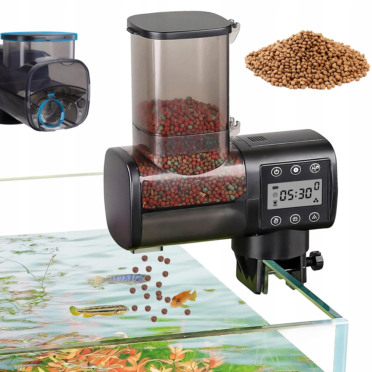 Levně Automatické Krmítko Pro Ryby 500 ML LCD 6 Jídel, Přesná Funkce