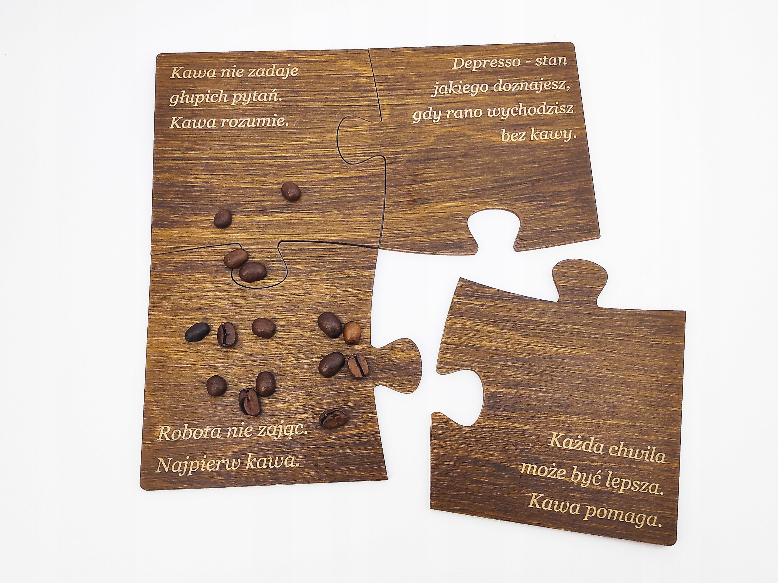 

Drewniane Podkladki Pod Kubek Puzzle Sklejka Kawa
