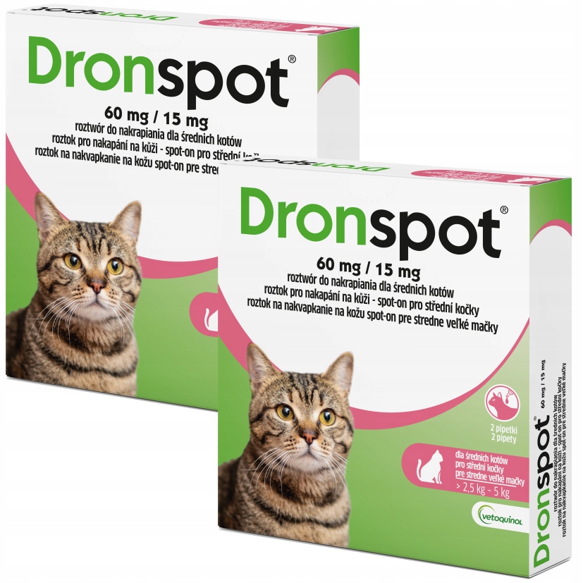 Dronspot Krople Na Robaki Do Nakrapiania Średnich Kotów 2,5-5kg 4 Pipetki