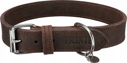 Levně Kožený obojek Rustic tmavě-hnědá