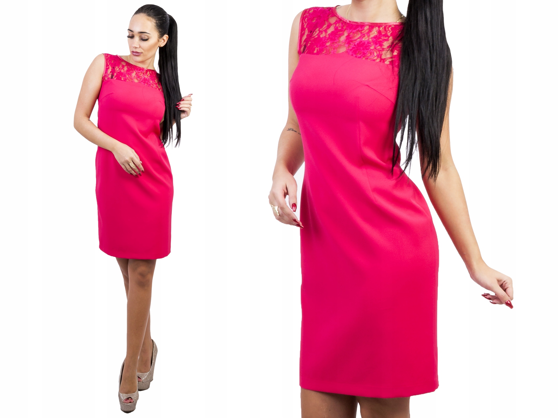 

V246 Sukienka Koronka Koralowa r 38