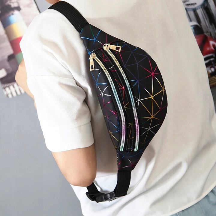 Biodrówka NERKA saszetka na pas ramię czarna Wysokość 14 cm