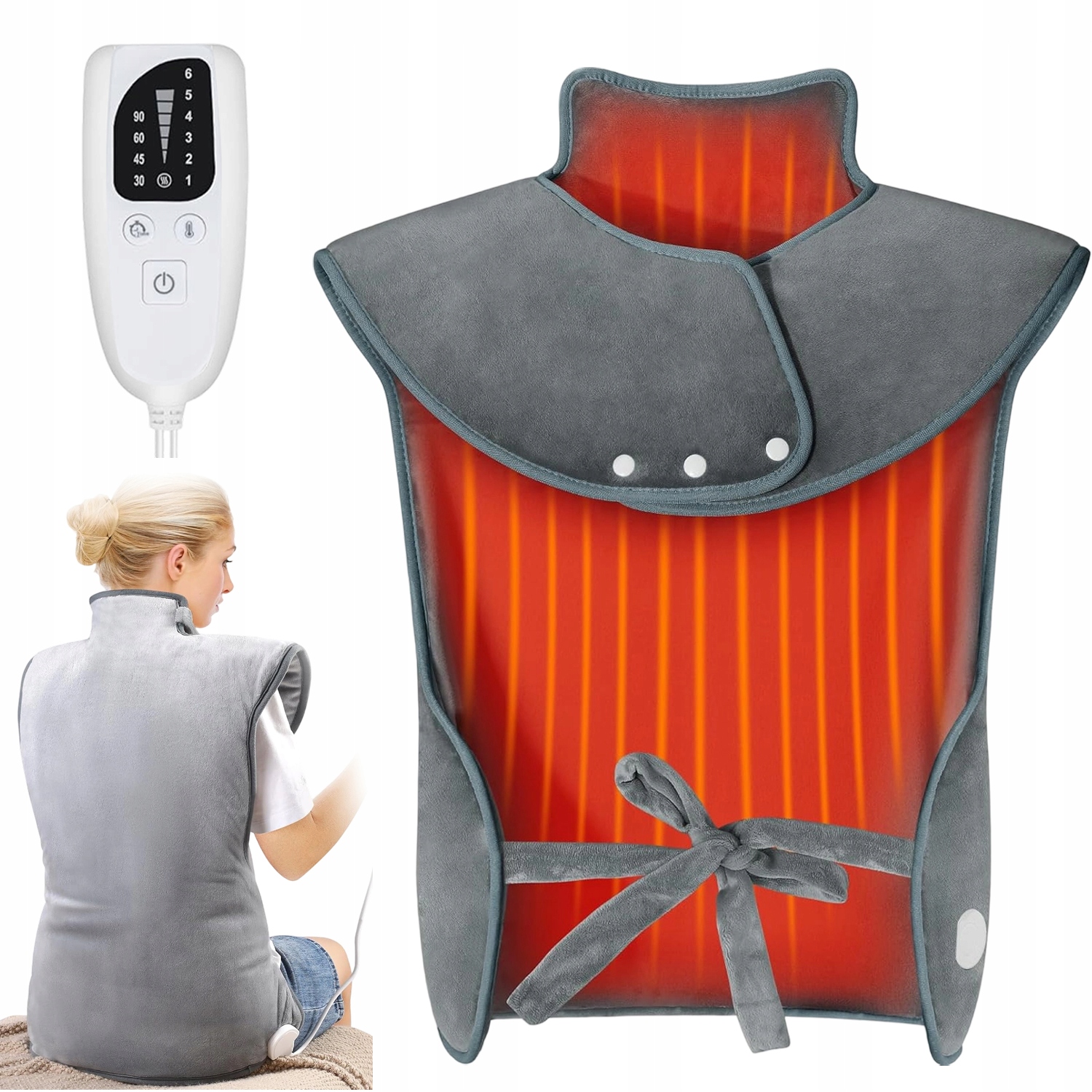 Poduszka Elektryczna Koc Elektryczny Ogrzewacz Na Plecy Szyja 6TEMPER Pilot