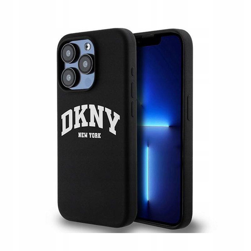 Dkny tekuté silikonové bílé tištěné logo MagSafe Pouzdro iPhone 14 Pro (černé)