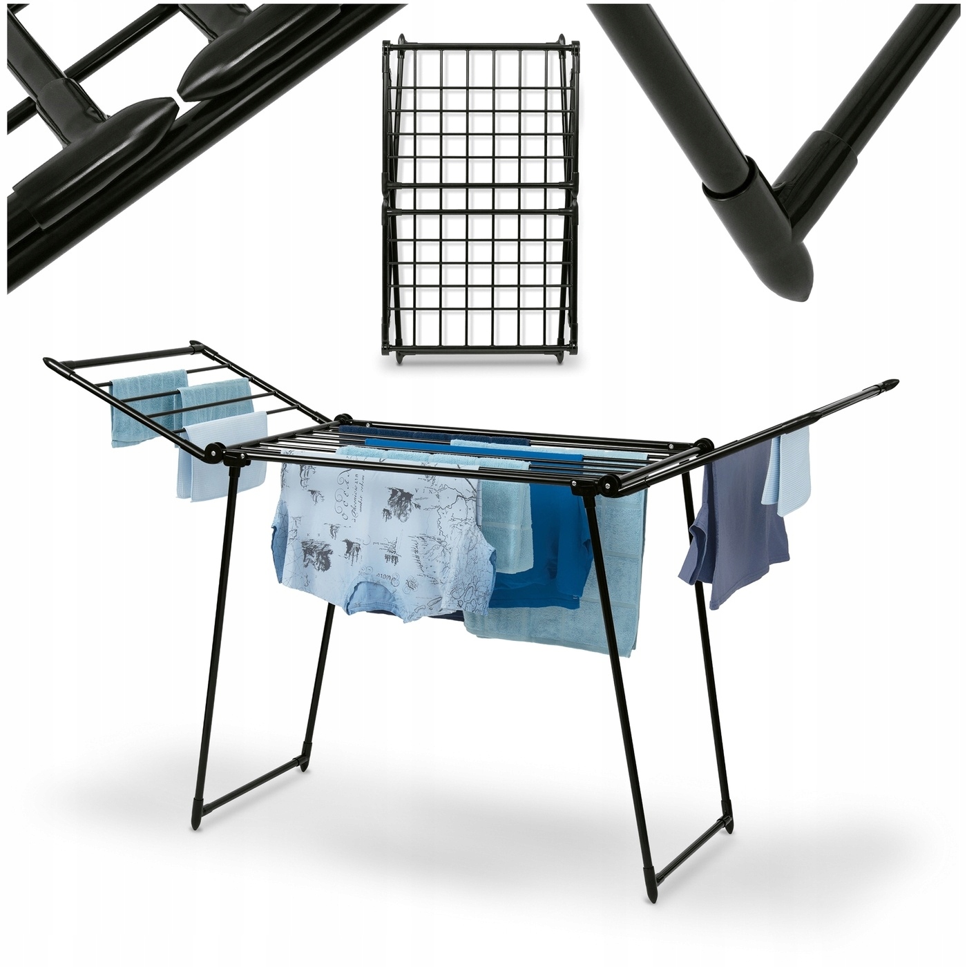 Suszarka Balkonowa na Pranie Ogrodowa Czarna Stalowa Konighoffer Megan
