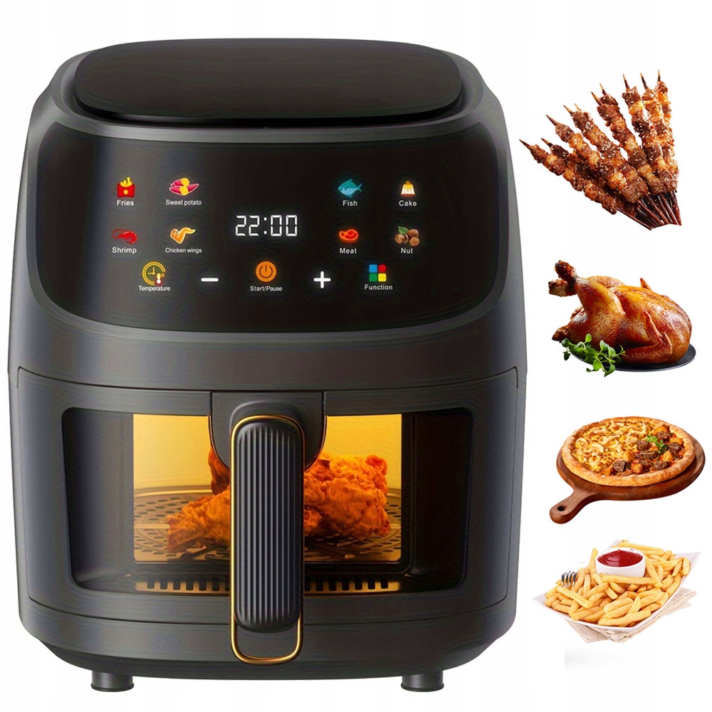 Frytkownica Beztłuszczowa Frytownica 8L Piekarnik Airfryer 2400W 8 Trybów