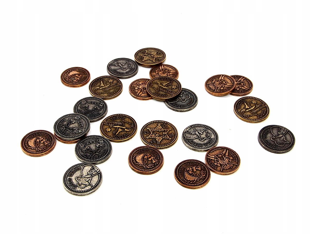 ZESTAW 12 WESTERNOWYCH METALOWYCH MONET LARP RPG