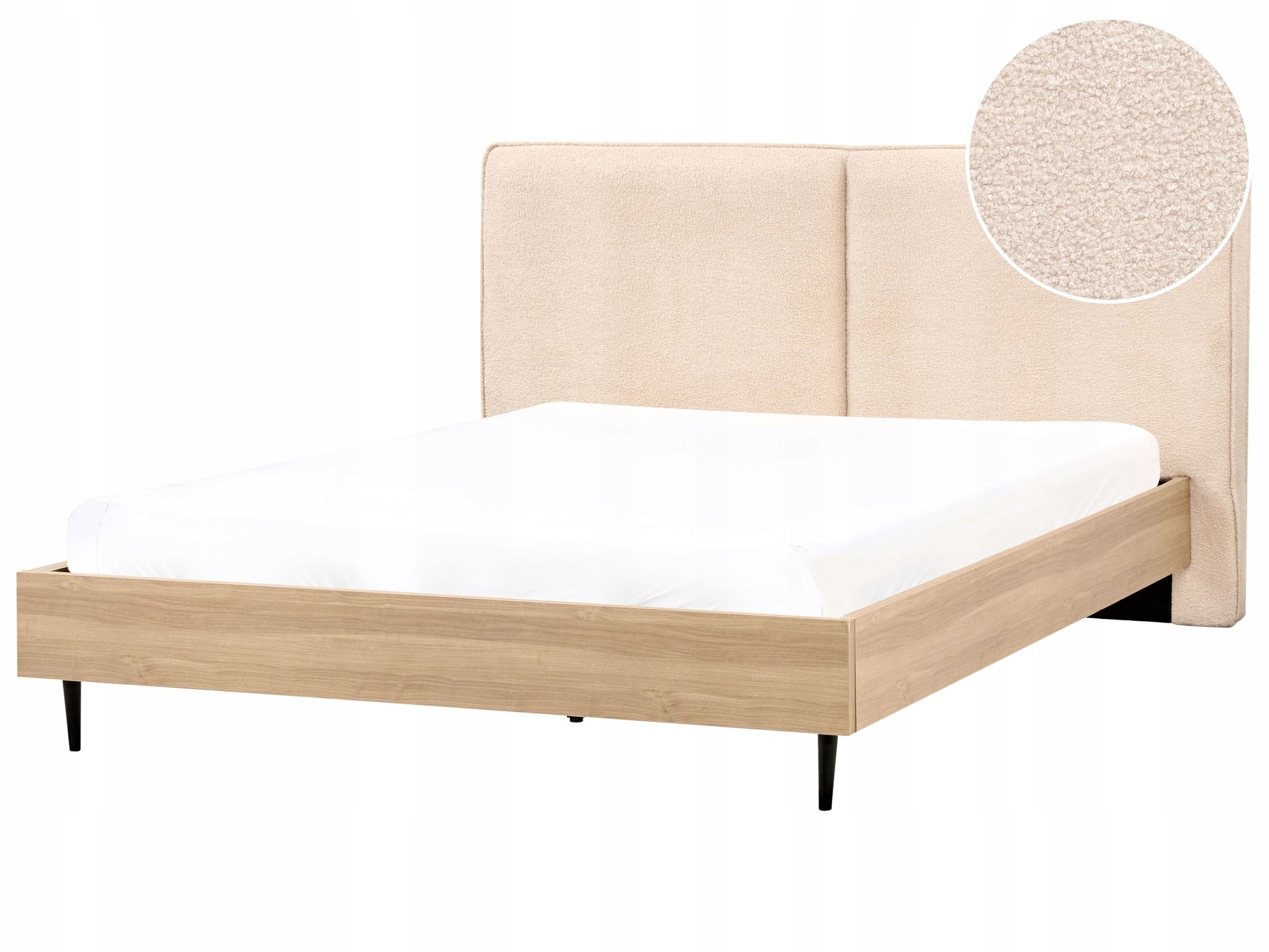 Łóżko 180 x 200 cm stelaż wezgłowie boucle beżowe