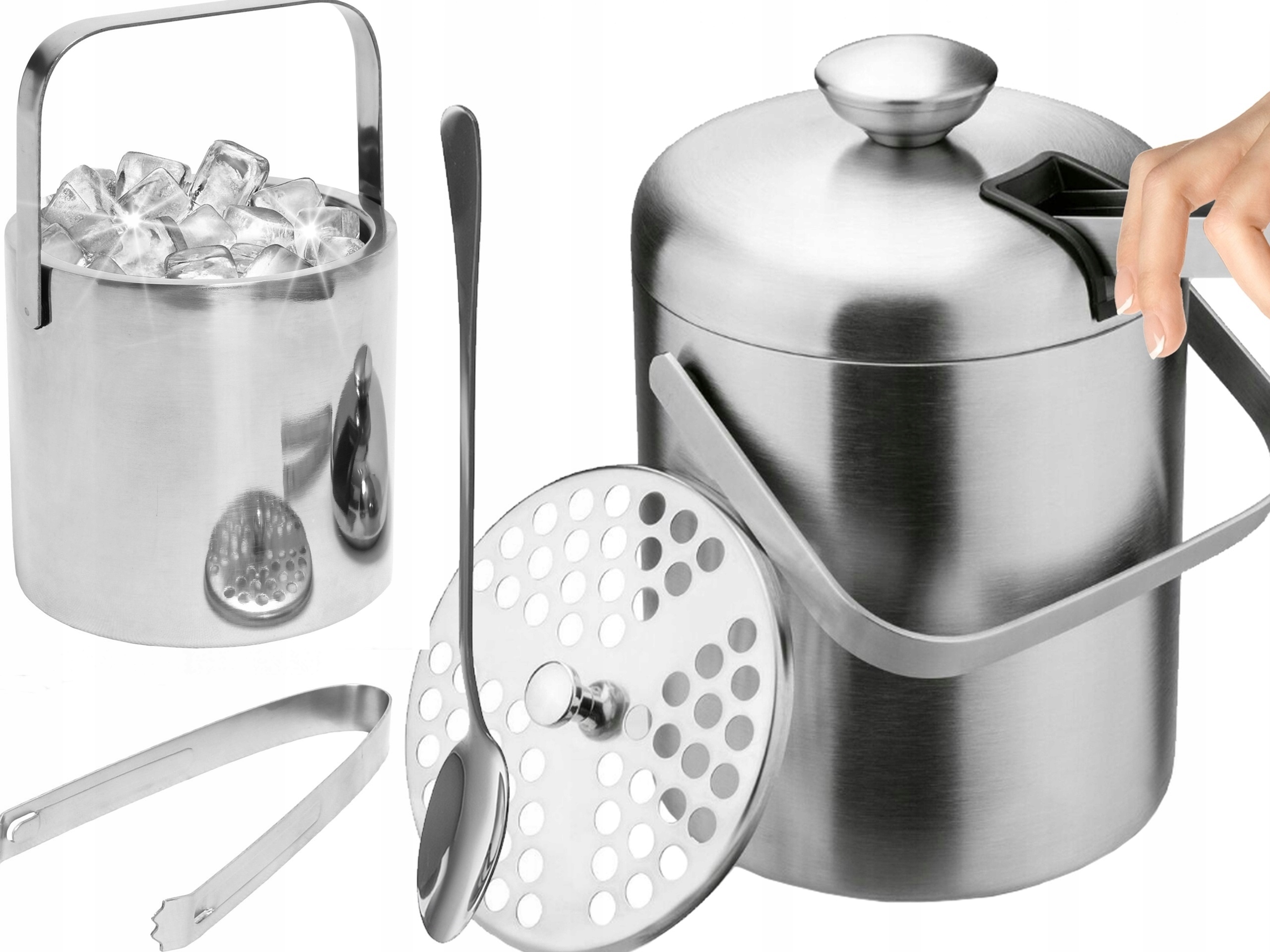 WIADERKO NA LÓD DO LODU POJEMNIK TERMICZNY+SZCZYPCE+ŁYŻKA IMPREZA UPAŁ