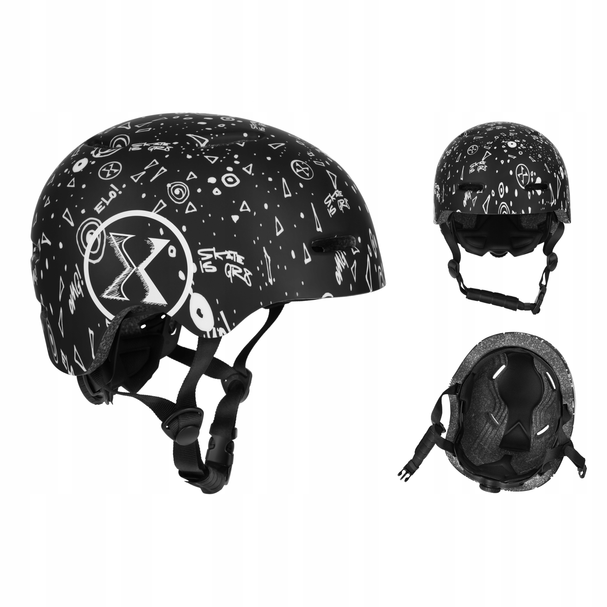 Dětská cyklistická přilba Nils Extreme Černá Xs 48-52 cm Kolečkové brusle Deska